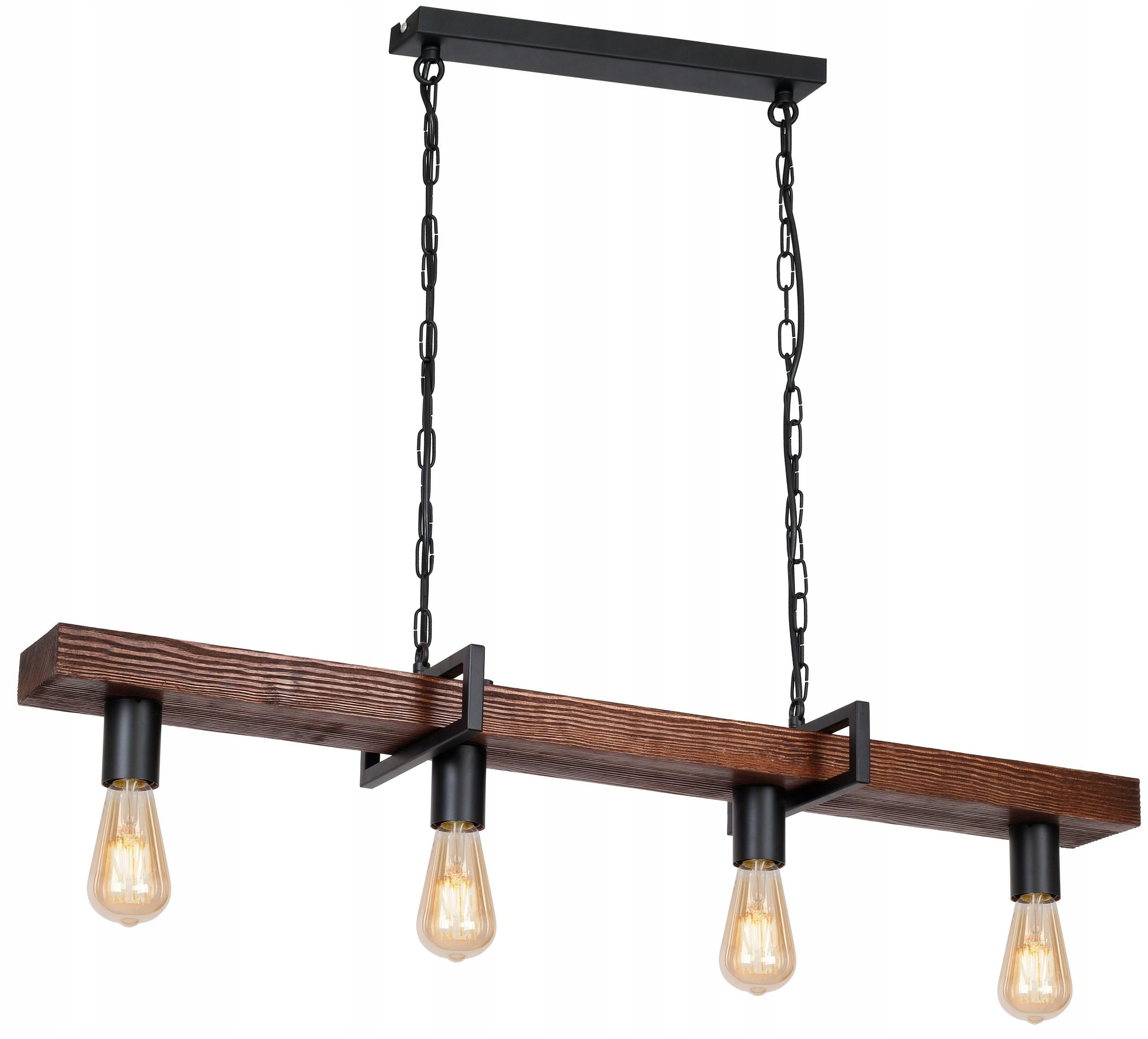 Závesná stropná lampa Hard čierno-hnedá 4xE27 loft do obývačky