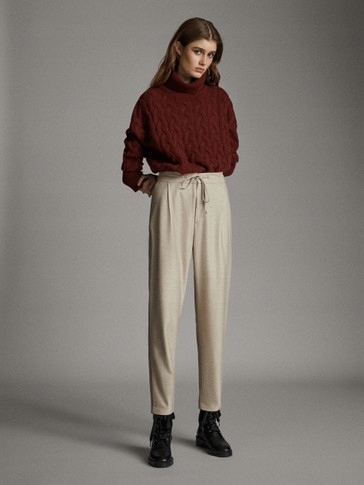 Massimo Dutti proste beżowe spodnie chino bawełna 34