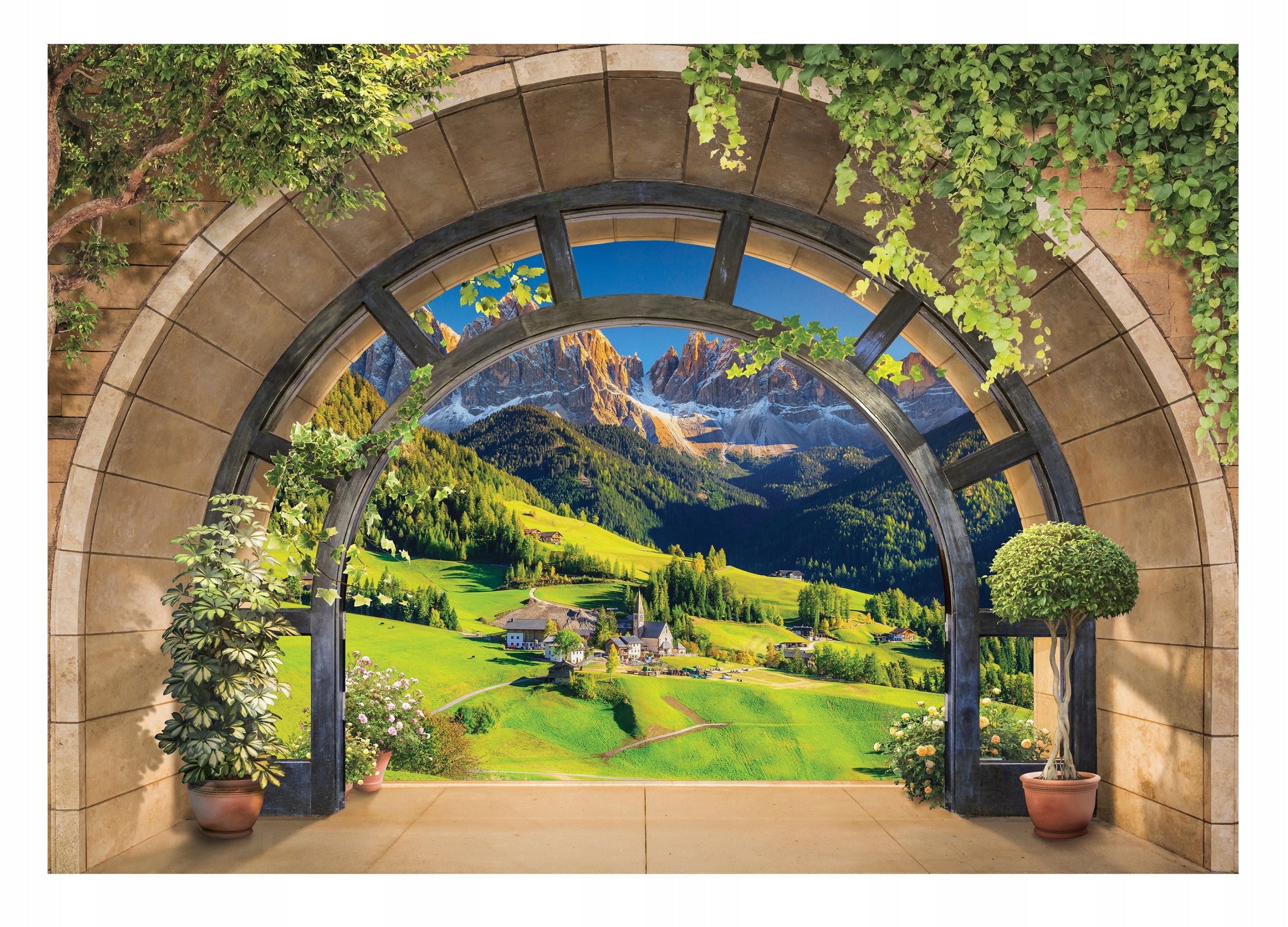 Fototapeta 3D Alpy Hory Okno Krajina XXL 520x318