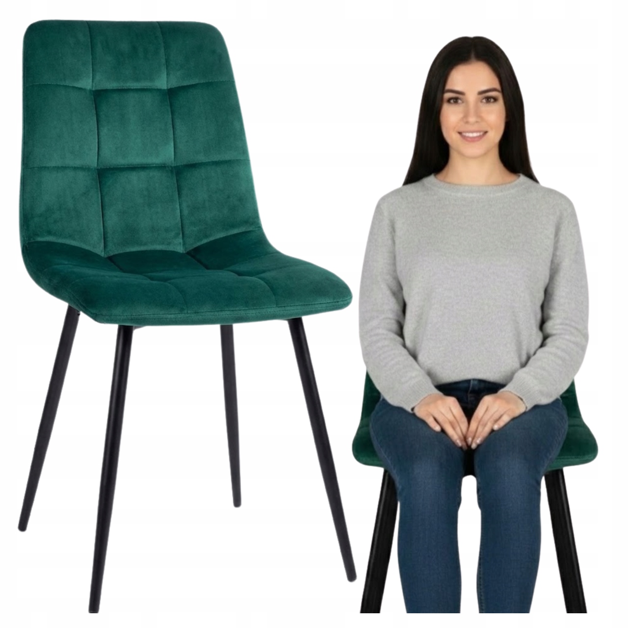 Čalouněná zelená sametová židle do jídelny obývacího pokoje velvet, pohodlná