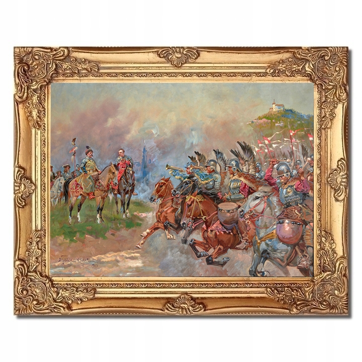 obraz W. Kossak Husaria polska w przejeździe przed Janem III Sobieskim