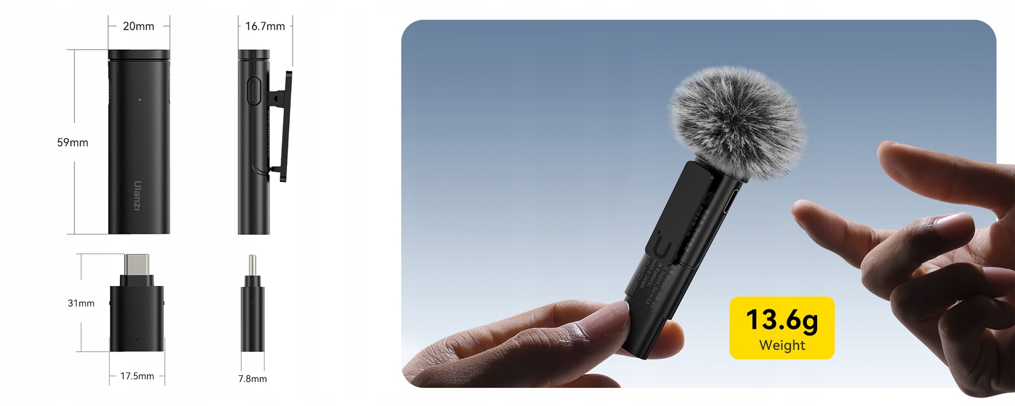 Mikrofon bezprzewodowy Ulanzi WM-10-T - USB-C Charakterystyka kierunkowa dookólna (kołowa)