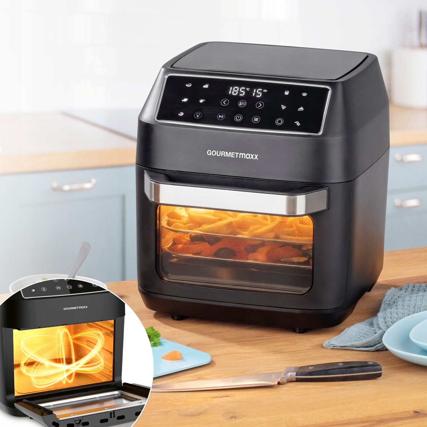 GOURMETMAXX Frytkownica Beztłuszczowa 12L 1700W 9 Funkcji Minipiekarnik — miniatura 14