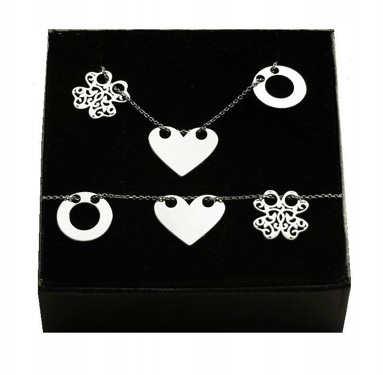 

Naszyjnik bransoletka komplet 3 zawieszki srebro