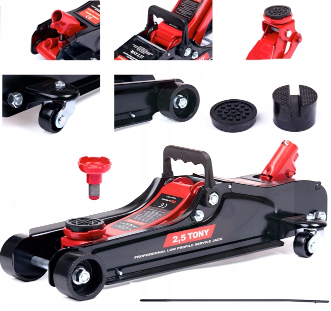 Podnośnik niskoprofilowy żaba 2,5t 2x guma zwyżka lewarek solidny trwały