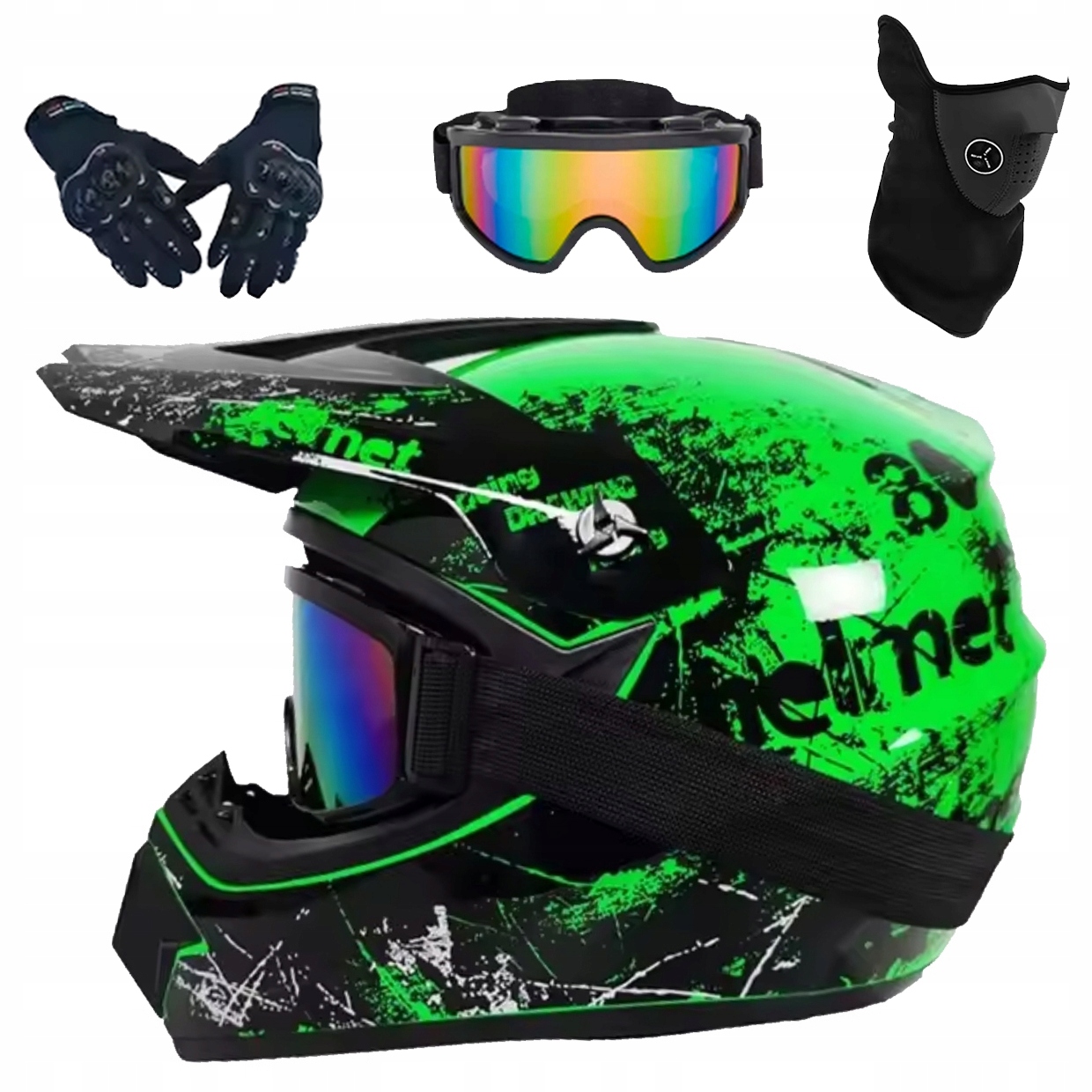 Helma Na Elektrickou Koloběžku Cross Enduro Quad Bmx Helma Brýle Rukavicexl