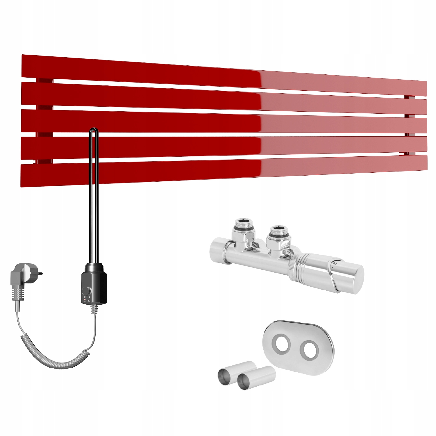 Set Vodovodní a elektrický horizontální ohřívač Bello 38x160 Červený