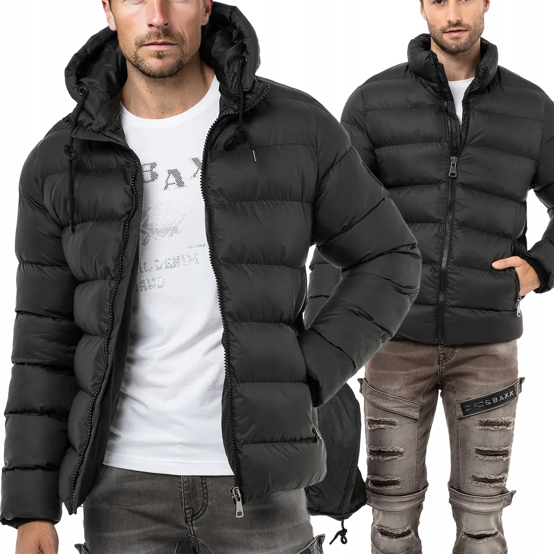 Pánská bunda Cipo Baxx Podzim Zima Teplá Odnímatelná Kapuce