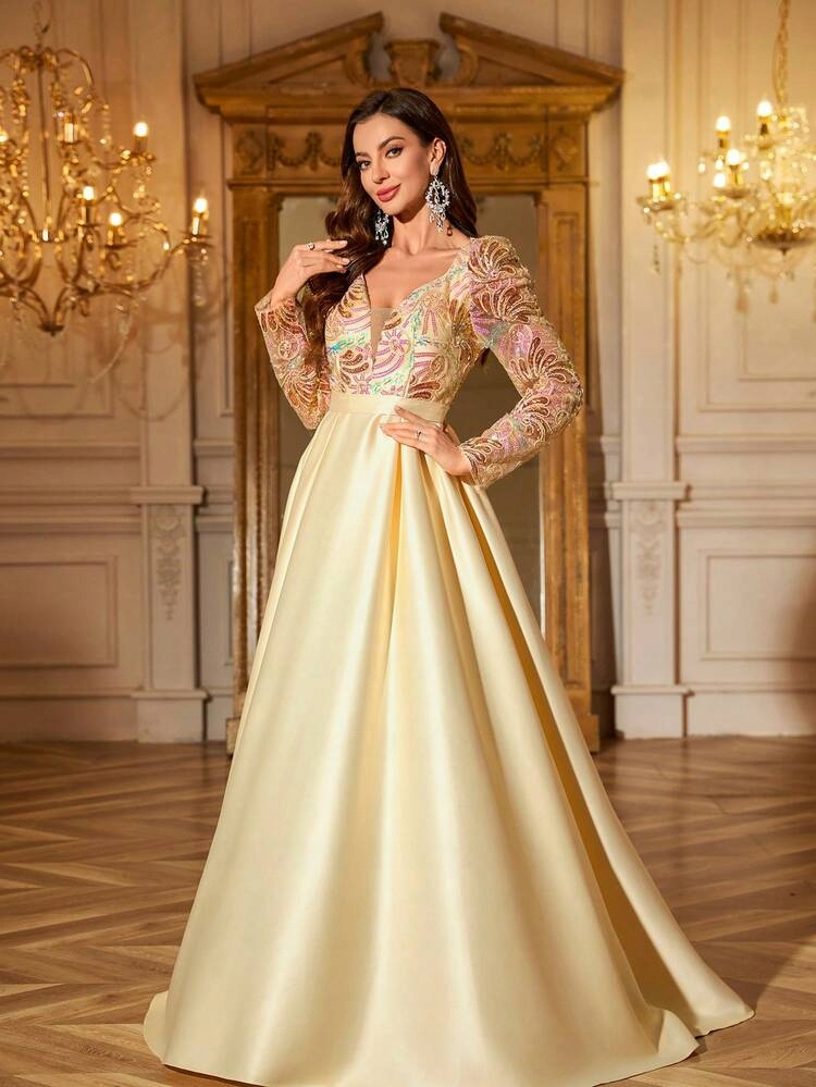 Supgir Elegantní Maxi Šaty Flitry (XL)