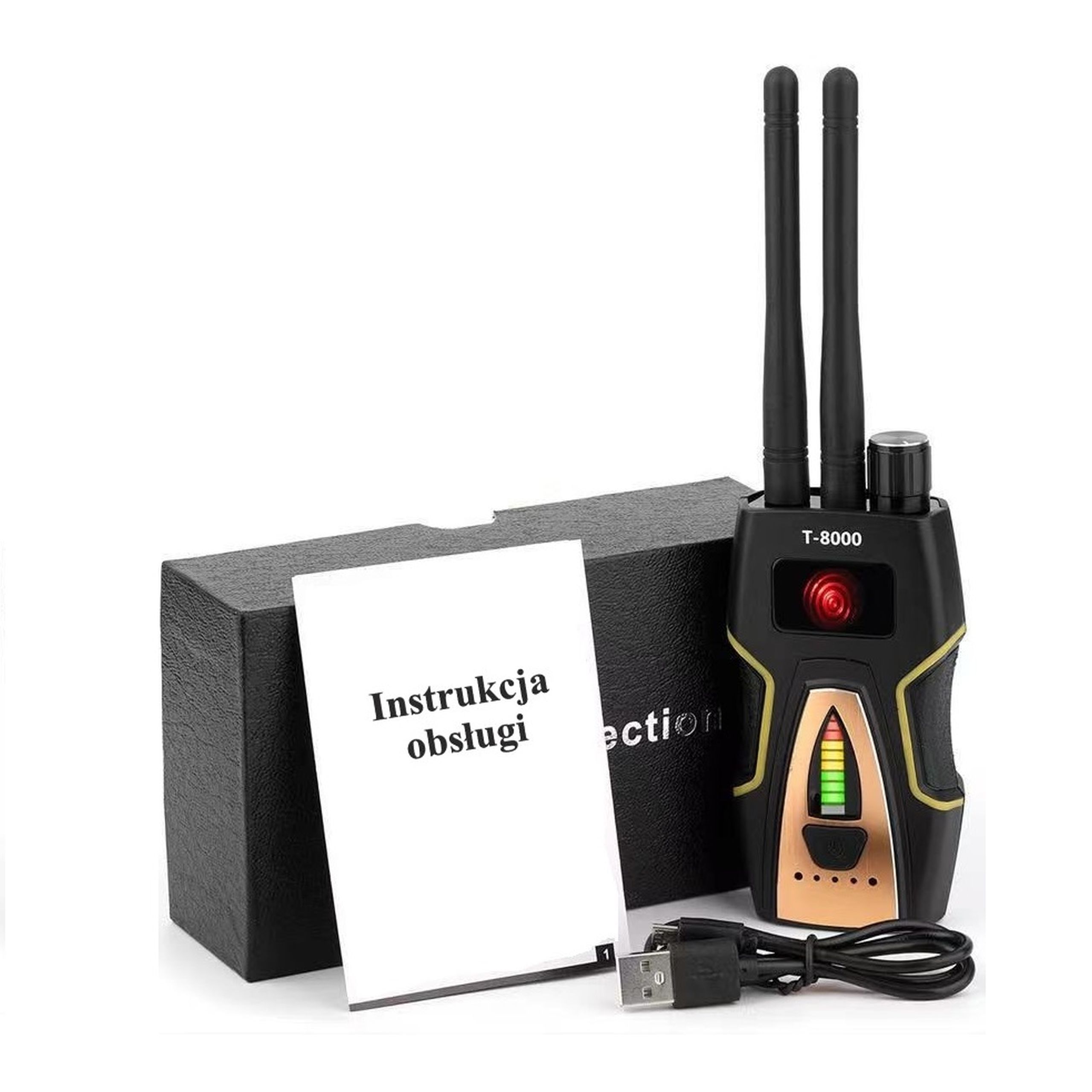 PROFESJONALNY WYKRYWACZ KAMER LOKALIZATORÓW GPS PODSŁUCH ANTY SZPIEG WIFI Model T-8000