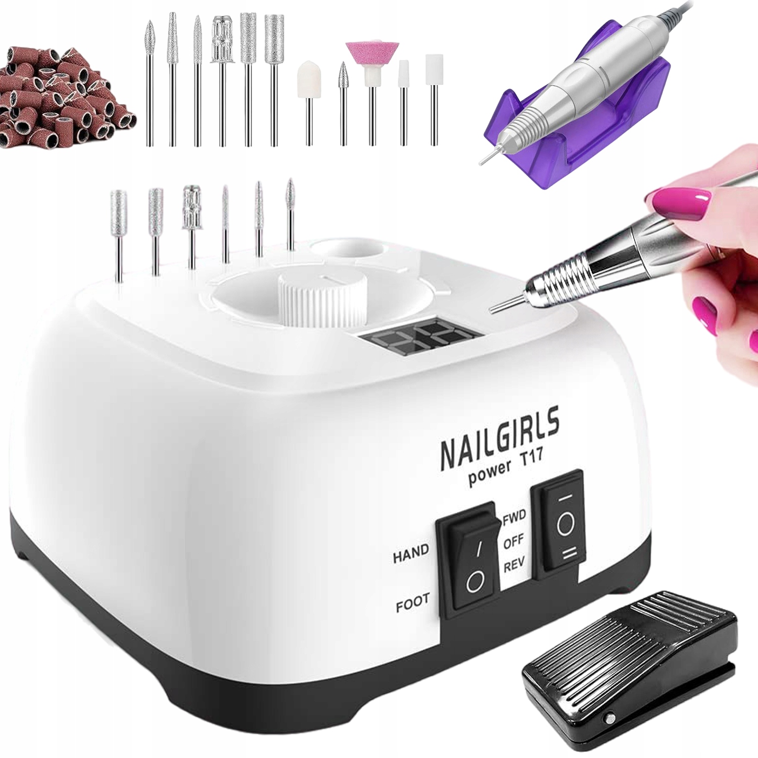 Bruska Na Nehty Manikúra 11V1 Pedikúra Profesionální Silná Pedál