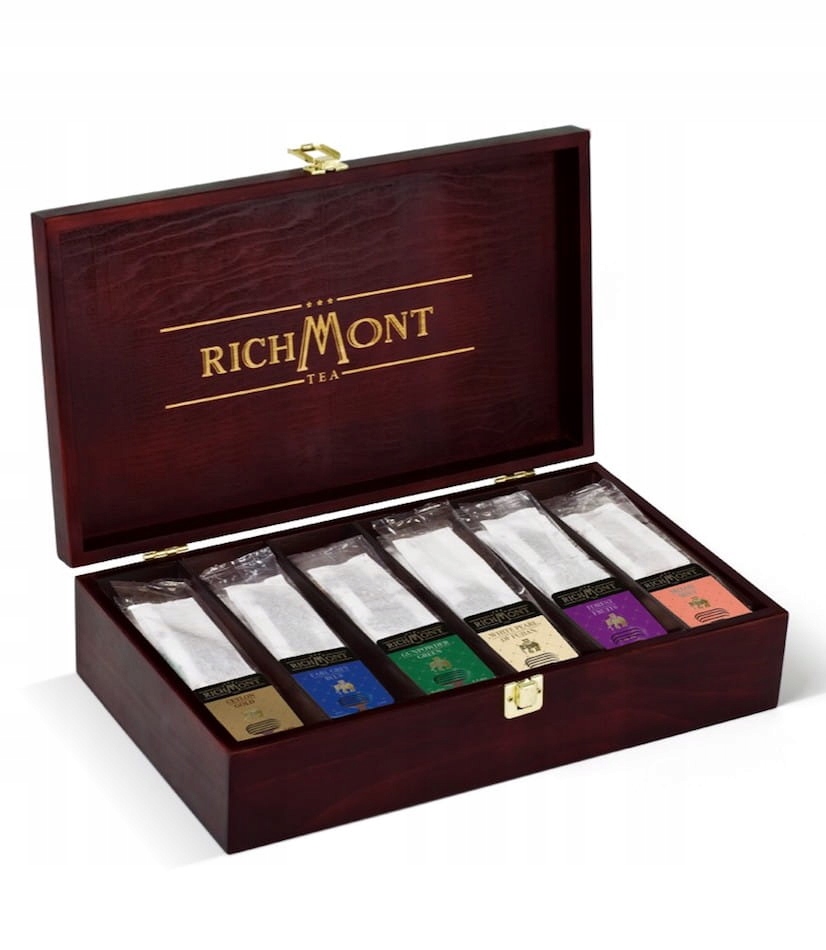 Skrzynka z herbatami w podłużnych saszetkach Richmont 72 szt