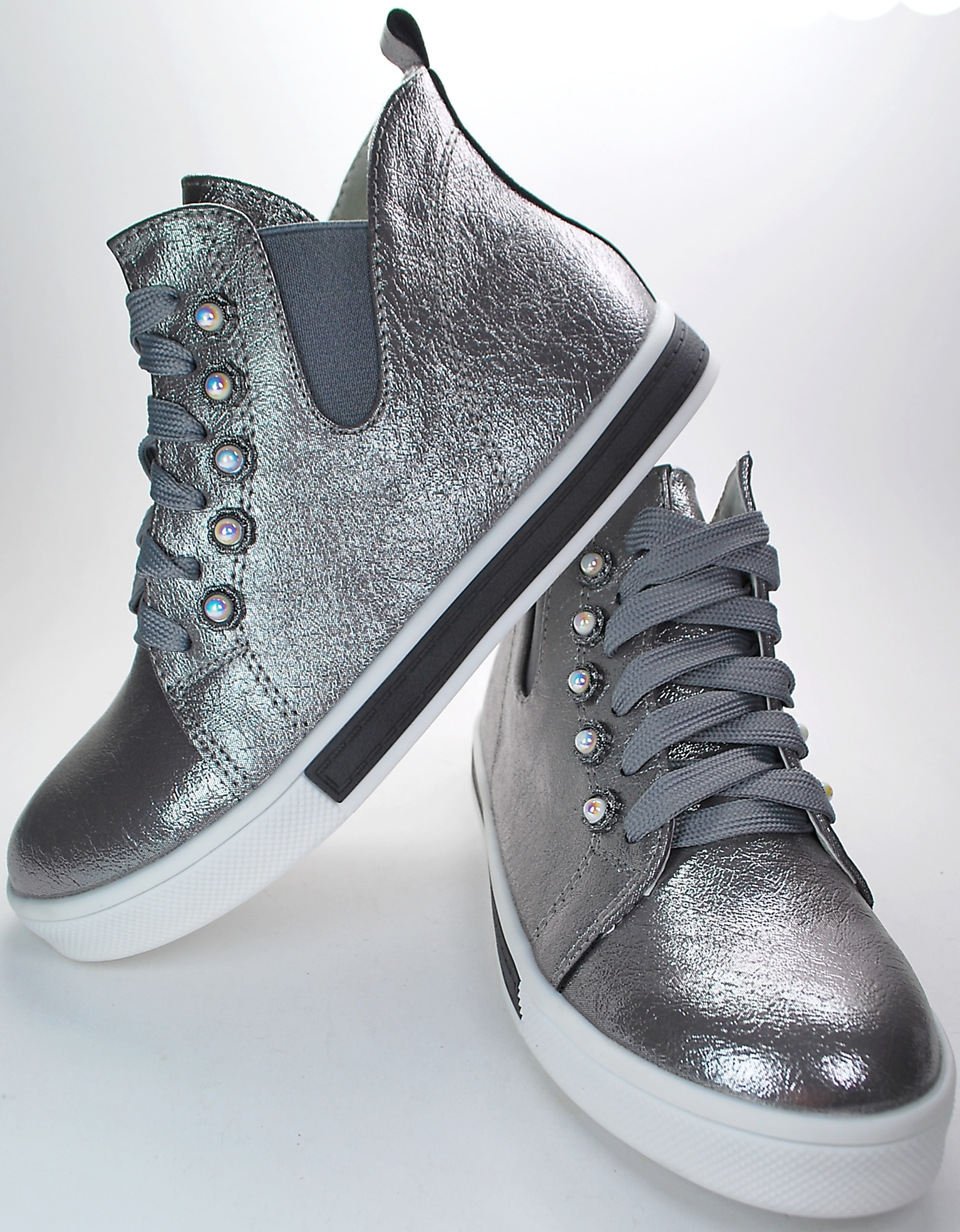 SREBRNE, BOTKI, SNEAKERSY wkł skóra, na suwak r 29 Płeć dziewczynki