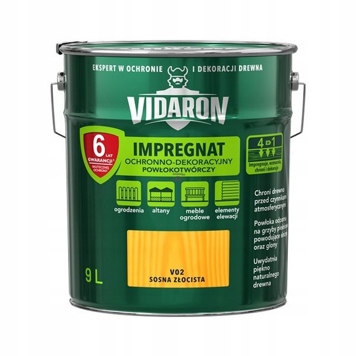 Vidaron Impregnat 9L V02 Sosna Złocista do drewna powłokotwórczy ochronny