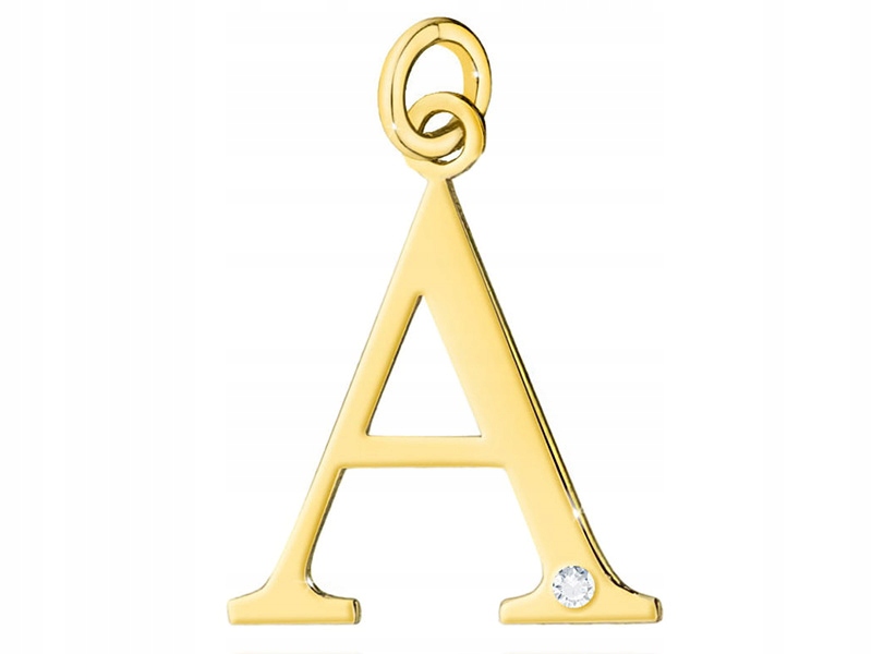 Zlatý přívěsek 585 písmeno A s briliantem a diamantem na řetízek 14k