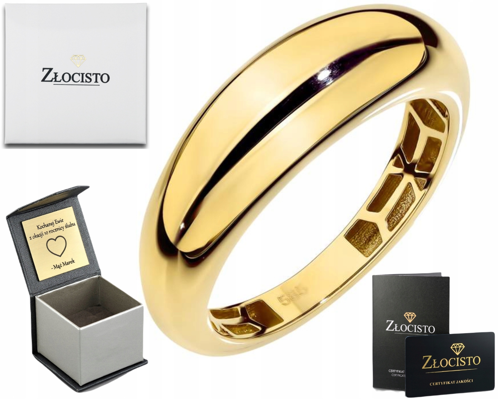 Hladký Žlutý Zlatý Prstýnek Jako Zlato Ryzost S Dárek Gravírování 585 14K