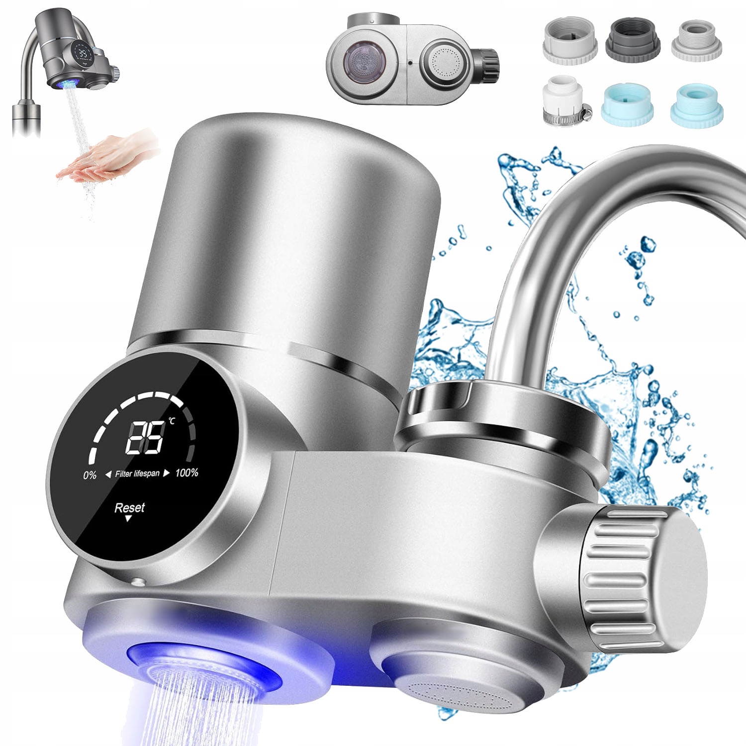 System Filtracji Wody Elektroniczny Kran Oczyszczacz Wody Filtr Wody Szary