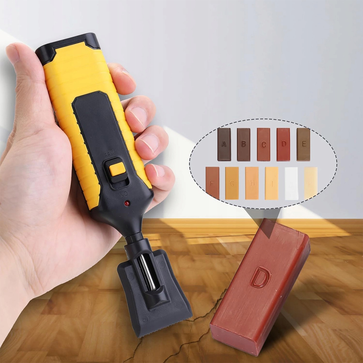 Laminato ir baldų remonto rinkinys su vaško kaitintuvu, 17 dalių – produkto nuotrauka 11