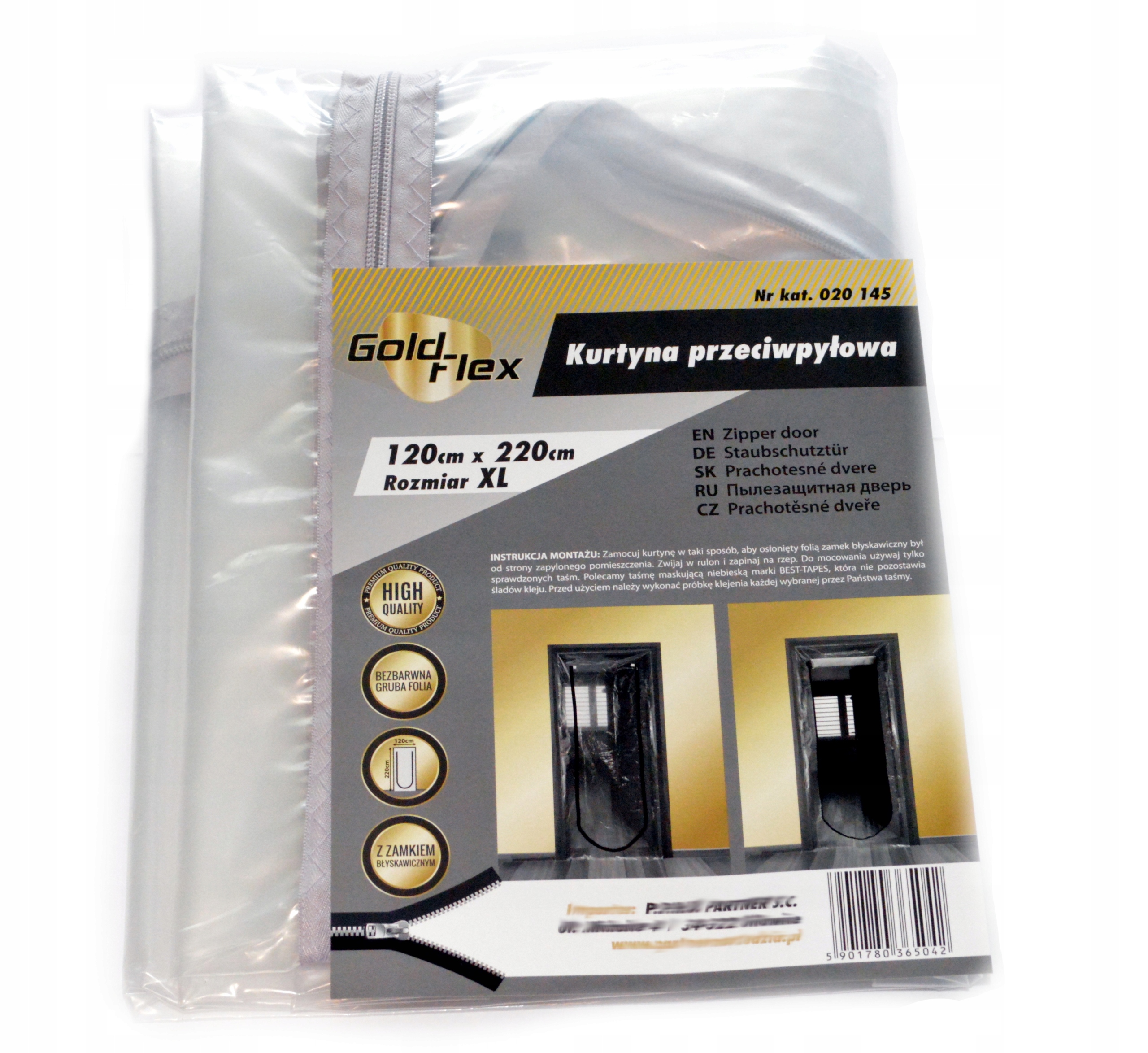 KURTYNA PRZECIWPYŁOWA DRZWI120cmx220cm GRUBA FOLIA EAN (GTIN) 5901780365042