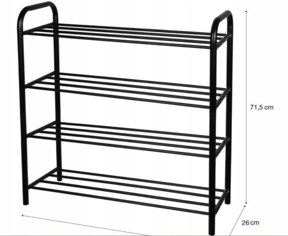 PÓŁKA NA BUTY METAL ORGANIZER SZAFKA STOJAK REGAŁ POJEMNA CZARNA METAL 2594 Szerokość mebla 26 cm
