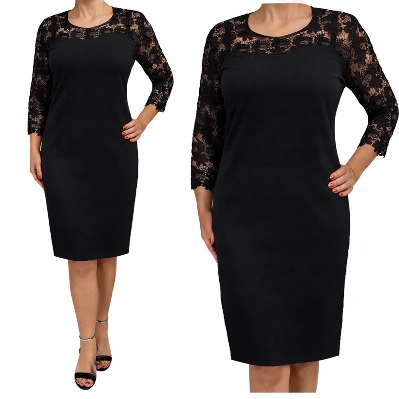 Elegantní malá černá Šaty pro nadýchané velikosti xxl40 42 44 46 48 50 52 54 56