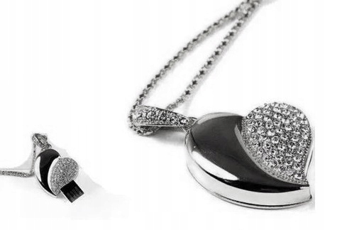 Pendrive Usb 16 Gb Damski Naszyjnik Z Kryształkami Serce 583