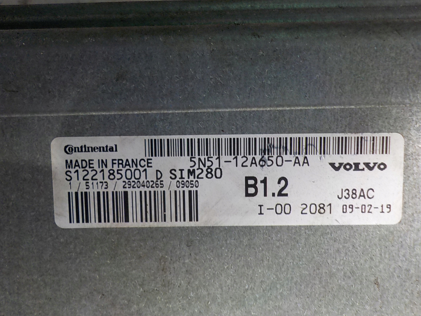 VOLVO computer control unit 5N51-12A650-AA S122185001D B1.2