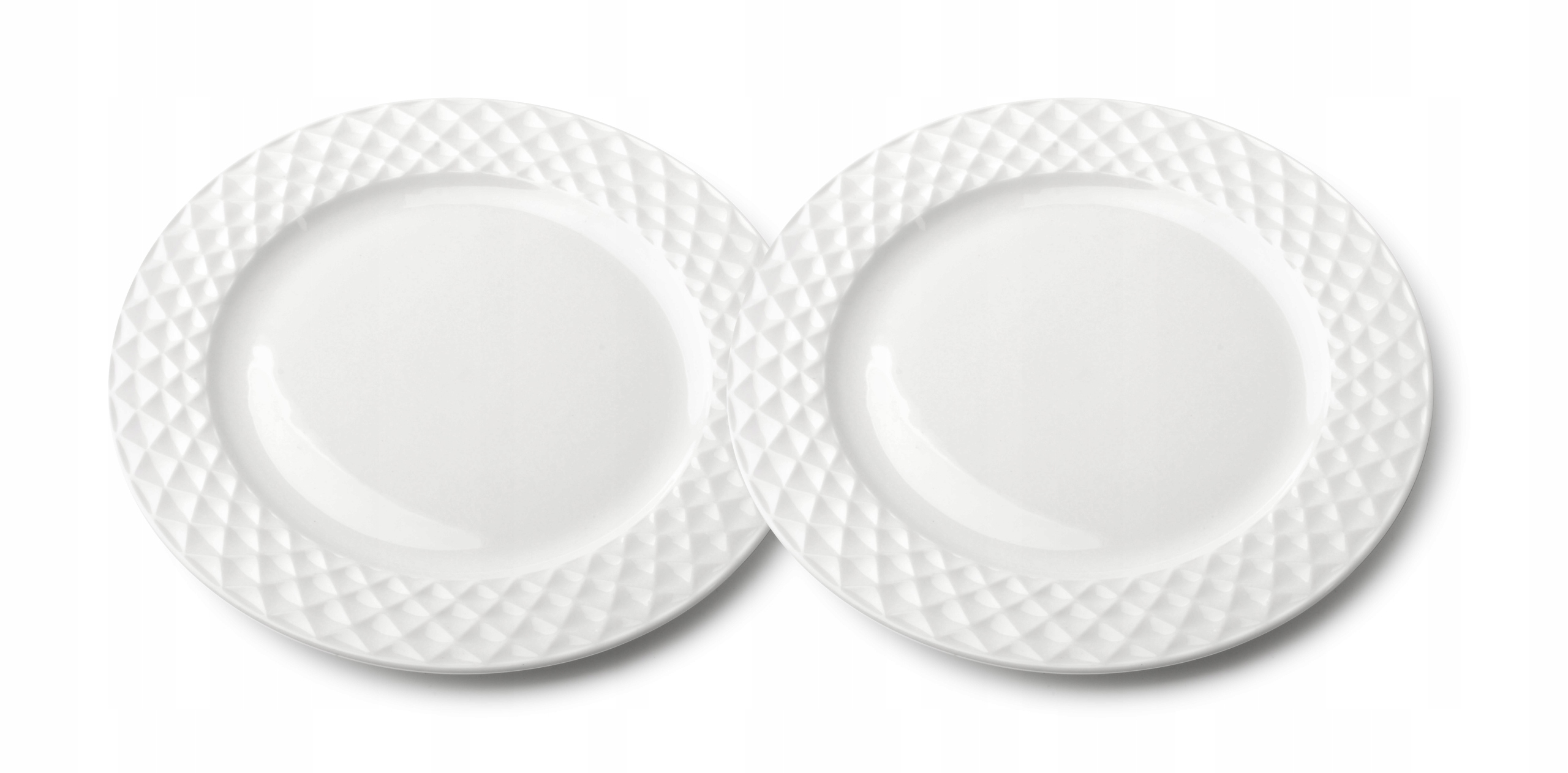 

Komplet Zestaw 2 Talerzy Deserowych Diament White