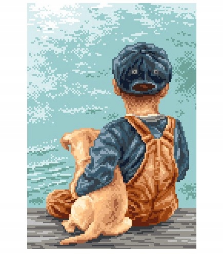 Výšivka křížková sada kanva+mulina+jehlový chlapec