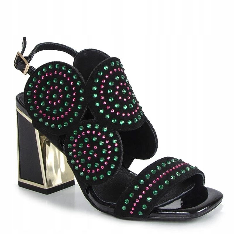 S.barski CR026 Černé Sandály Se Zirkony 36 D&a