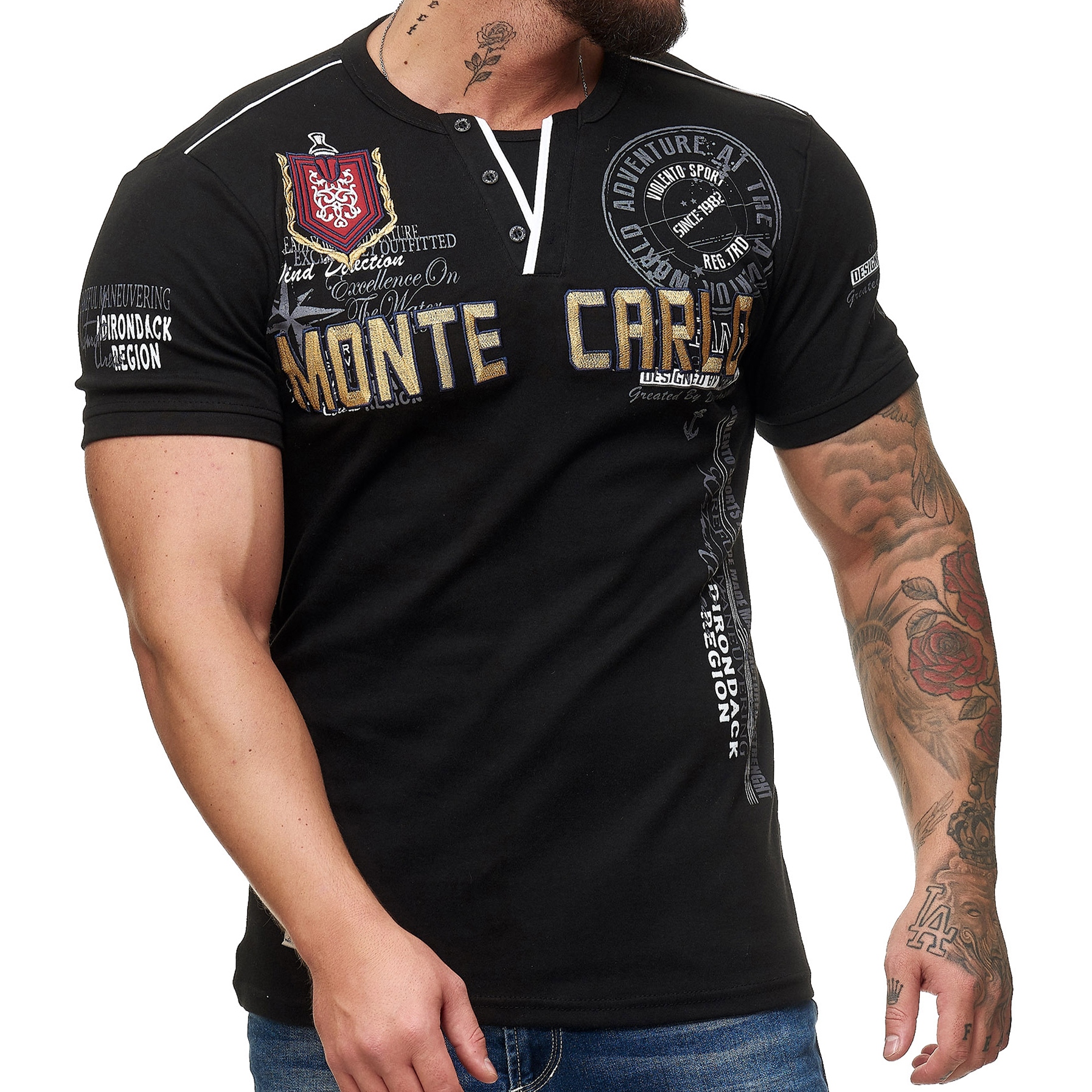 

T shirt Męski Monte Carlo Wyszywany Hafty Nadruk