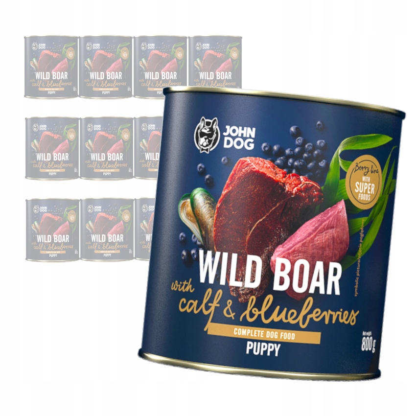 Levně John Dog Divoký Telecí Krmivo Pro Štěňata 12x800g