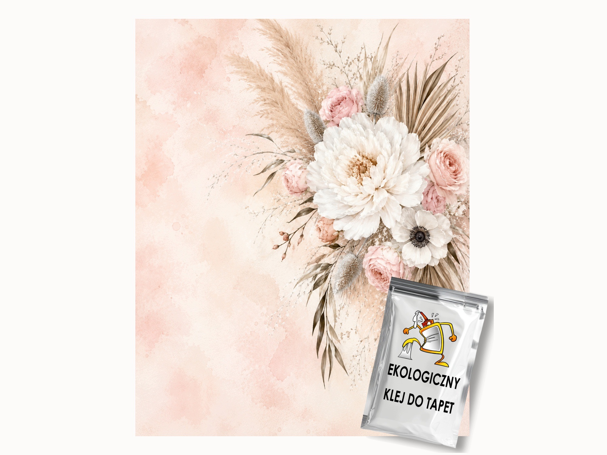 Fototapeta Vertikální Flizelina Květiny Pastel Boho Béžová Růže 200x250 155g