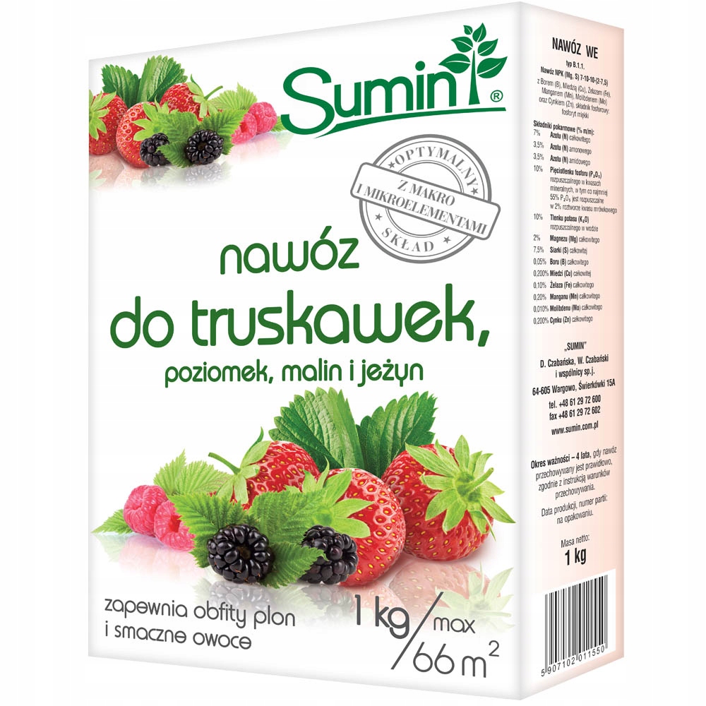 

Nawóz Do Truskawek Poziomek Malin Jeżyn 1kg Sumin