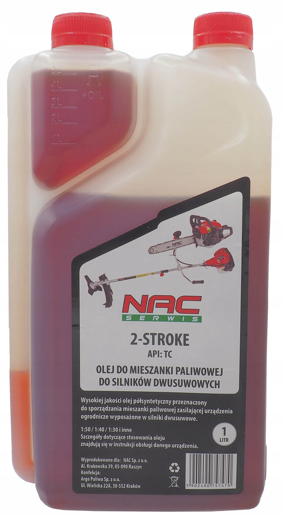 OLEJ DO SILNIKÓW DWUSUWOWYCH KOSY 1L CZERWONY Kod producenta OLEJ*MIX-1L