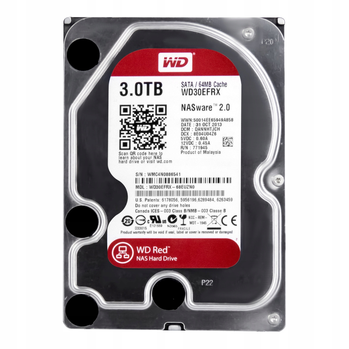 Wd Red 3TB 5.4K 64MB Sata III 3.5'' WD30EFRX NASware 2.0