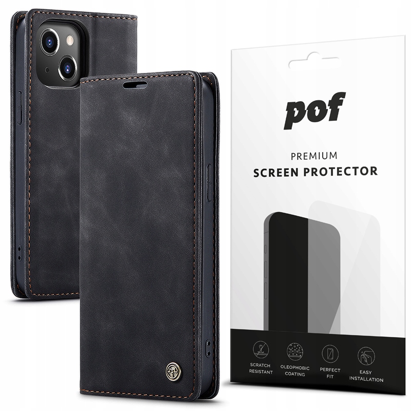 Etui Z Klapka do Iphone 15 Plus Pokrowiec Portfel Na Magnes Szkło