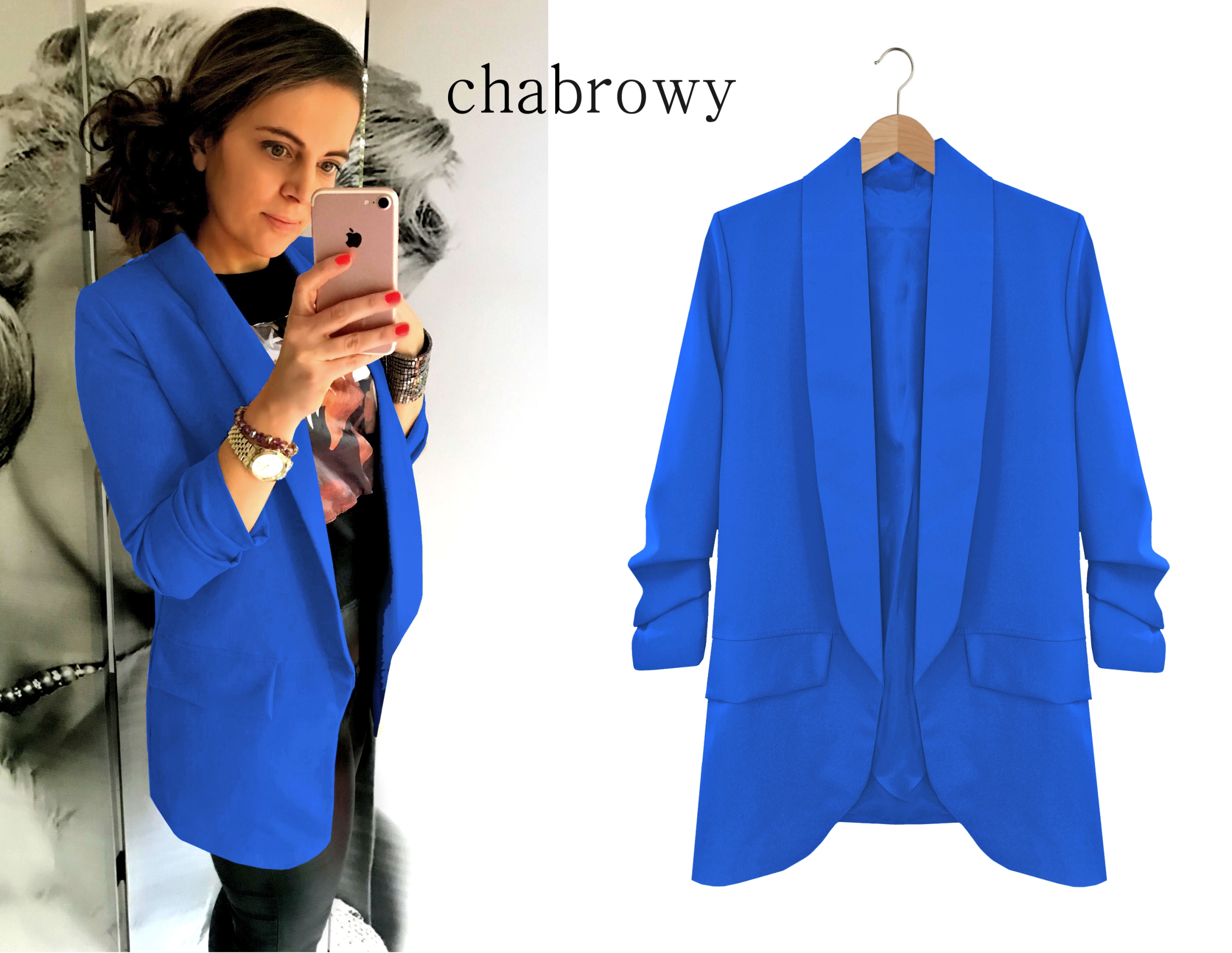 MARYNARKA drapowane rękawy ŻAKIET CAMEL XXL/3XL Skład materiałowy 5% elastan 95% poliester