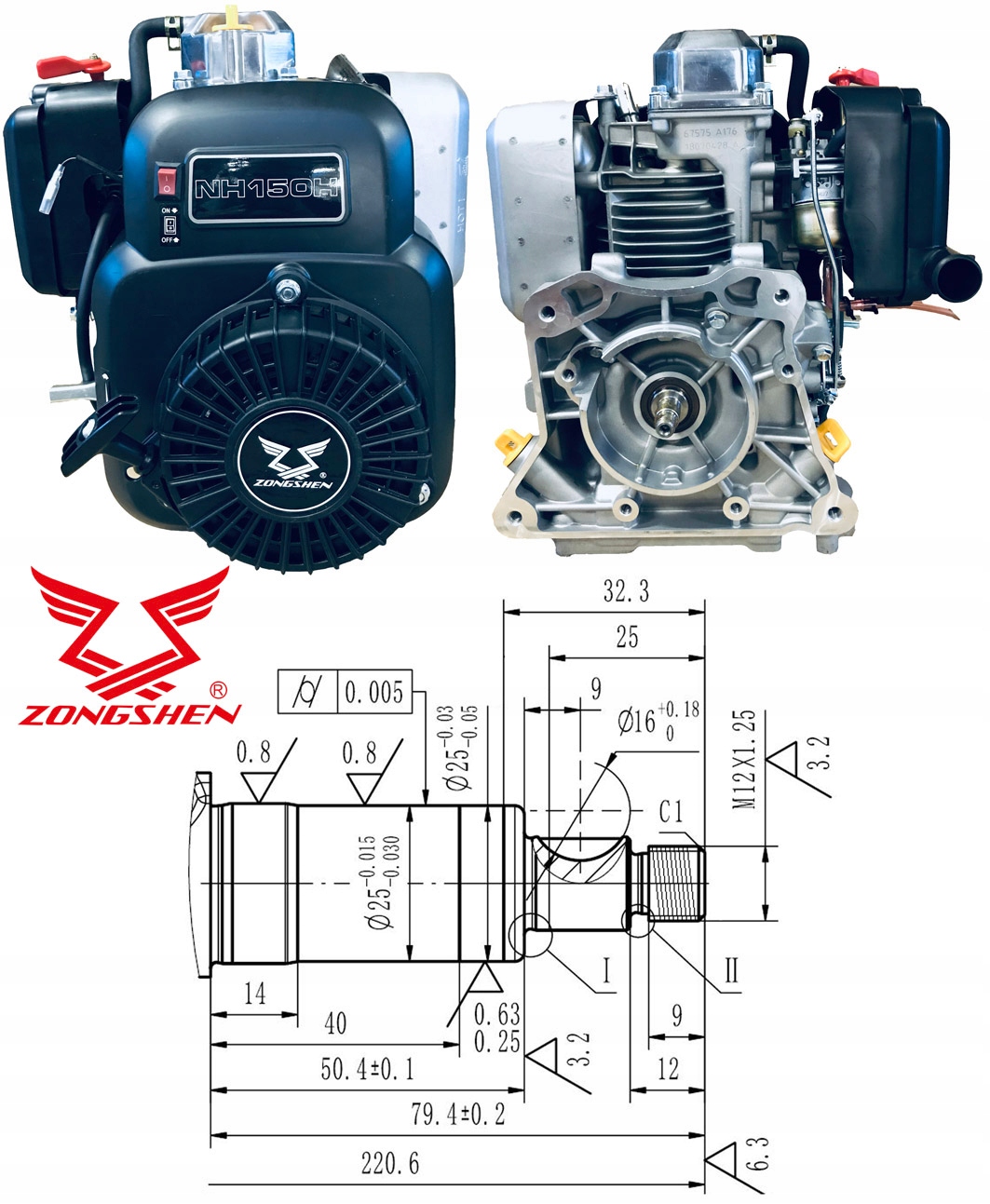 Motor Zongshen NH150H 149cc 4,0 Úrovňový Hriadeľ