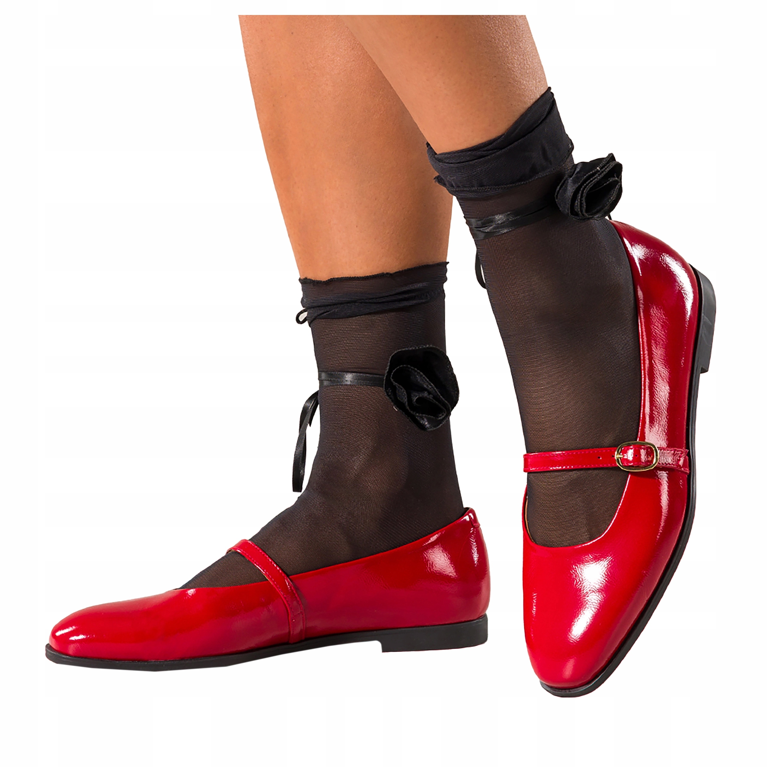 Baleríny Červené Dámské Kožené Lakované Mary Jane Zlatá Spona r 40