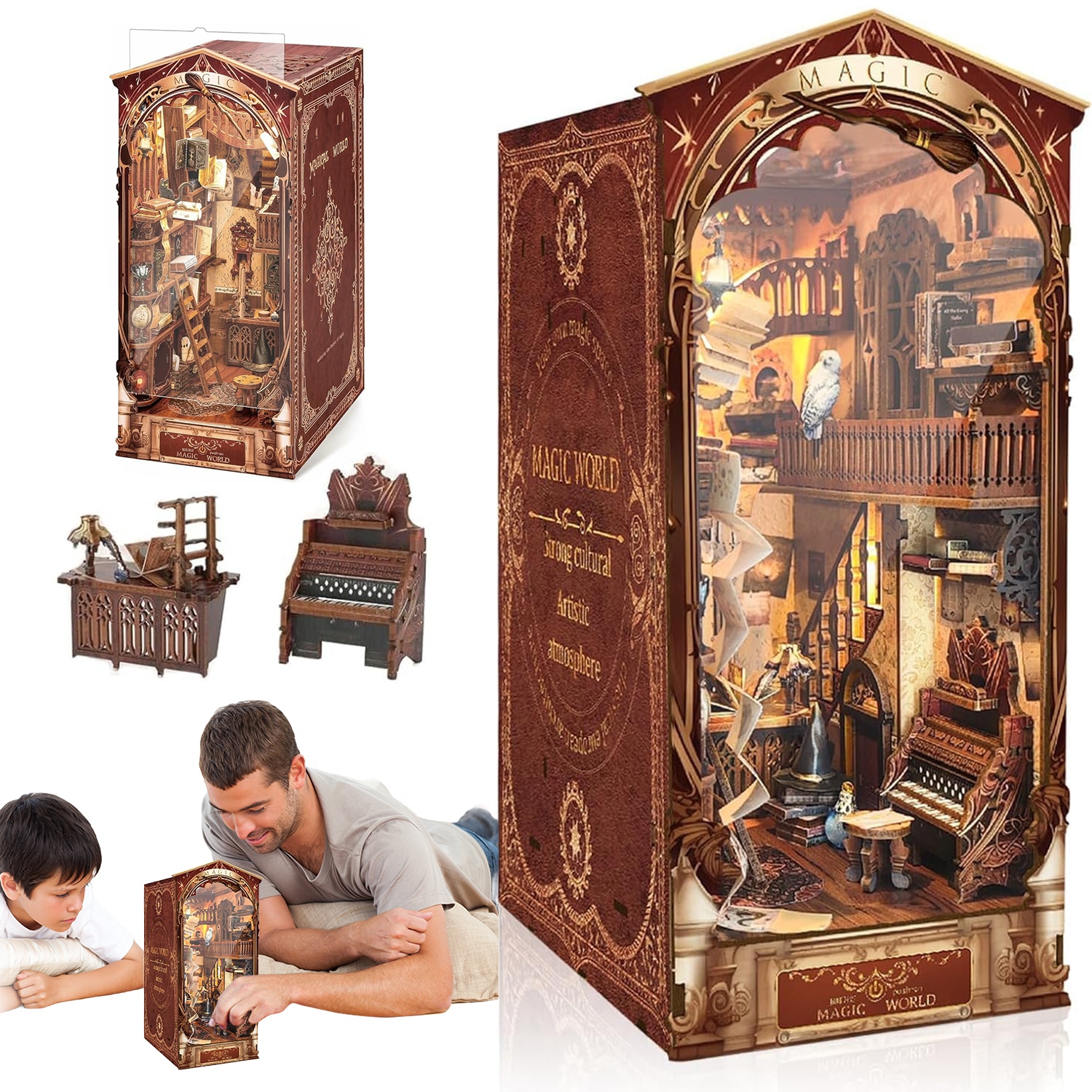 Magiczny Domek Symulacja Miniaturowy Diy Puzzle 3D Model Wystrój Domu