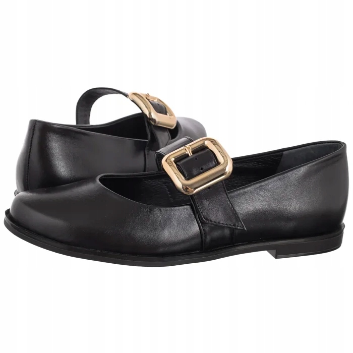 Dámské kožené baleríny Ryłko černé 1MNL4_X_ _2TU Black