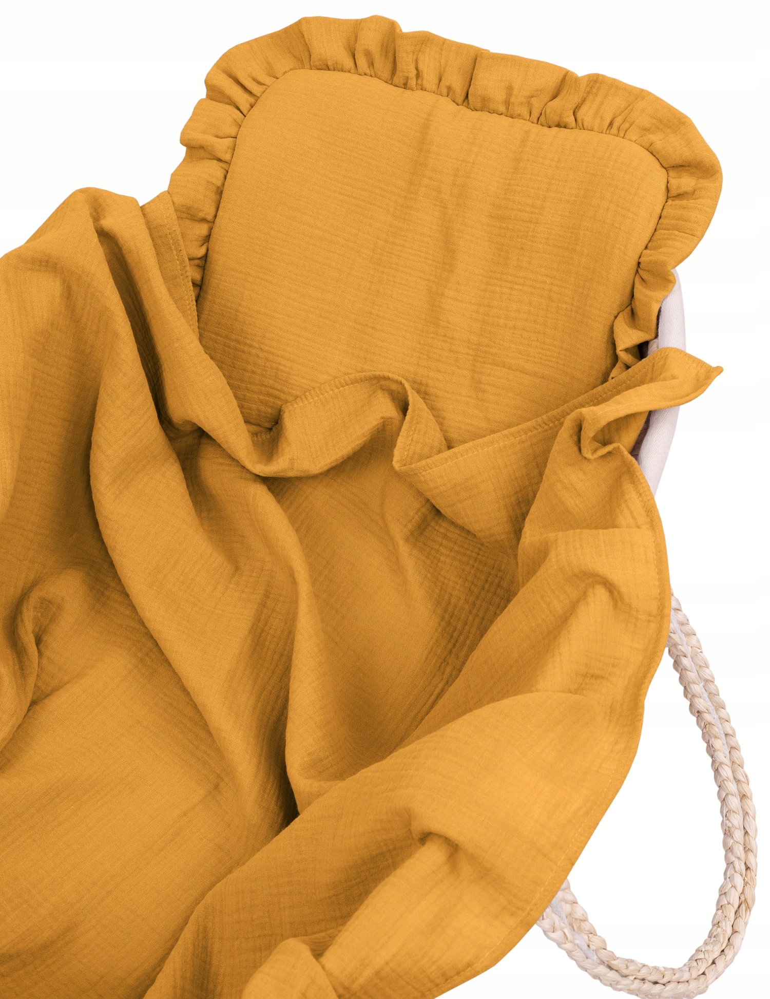 

Komplet Muślinowy Koc Otulacz Poduszka Z Falbanką