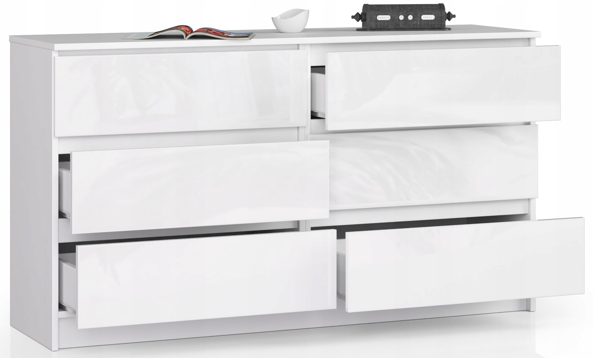 KOMODA SZAFKA BIAŁA POŁYSK Z SZUFLADAMI MEBLE 140 Marka VMP