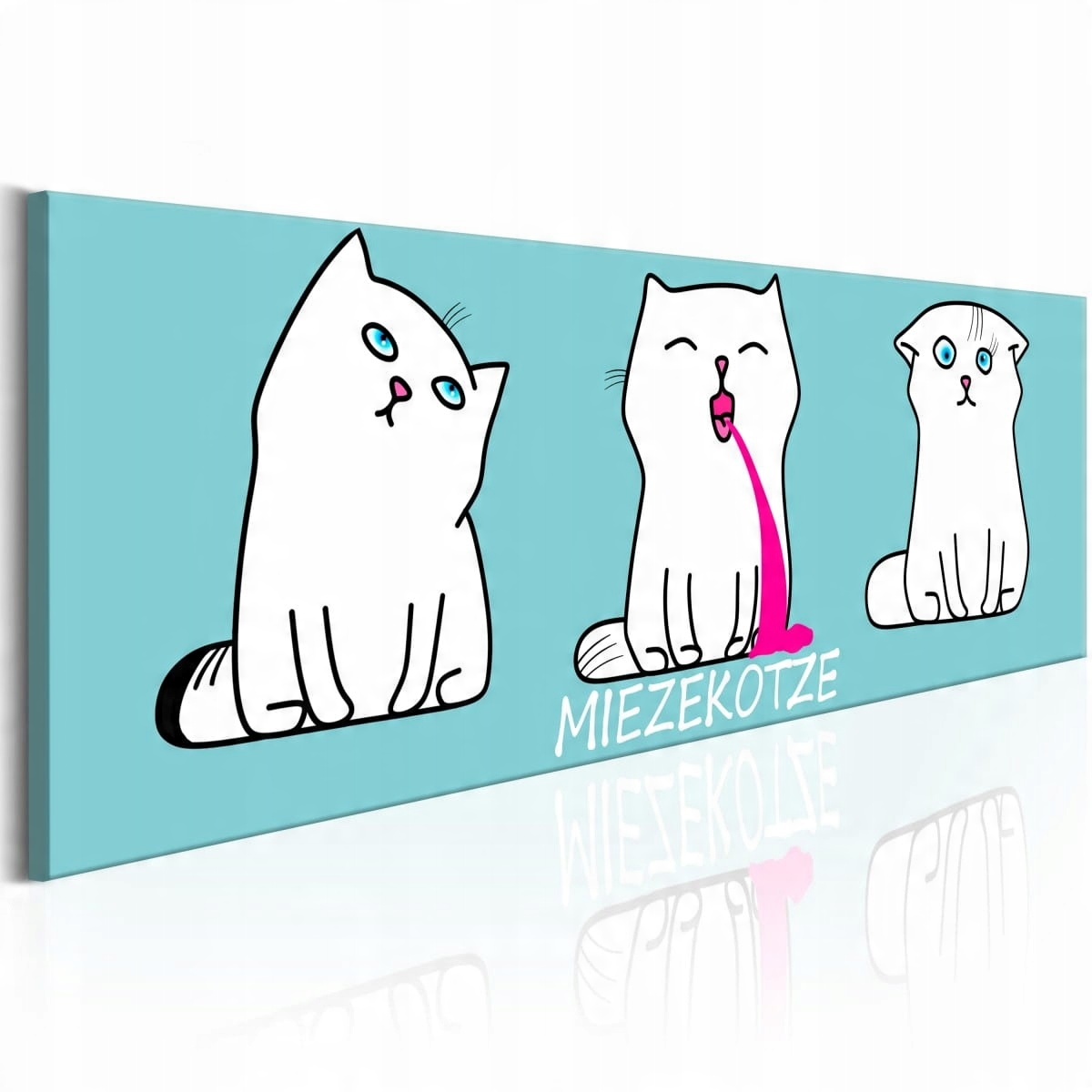 

Obraz - Miezekotze: Kocie trio (niebieski) 120X40