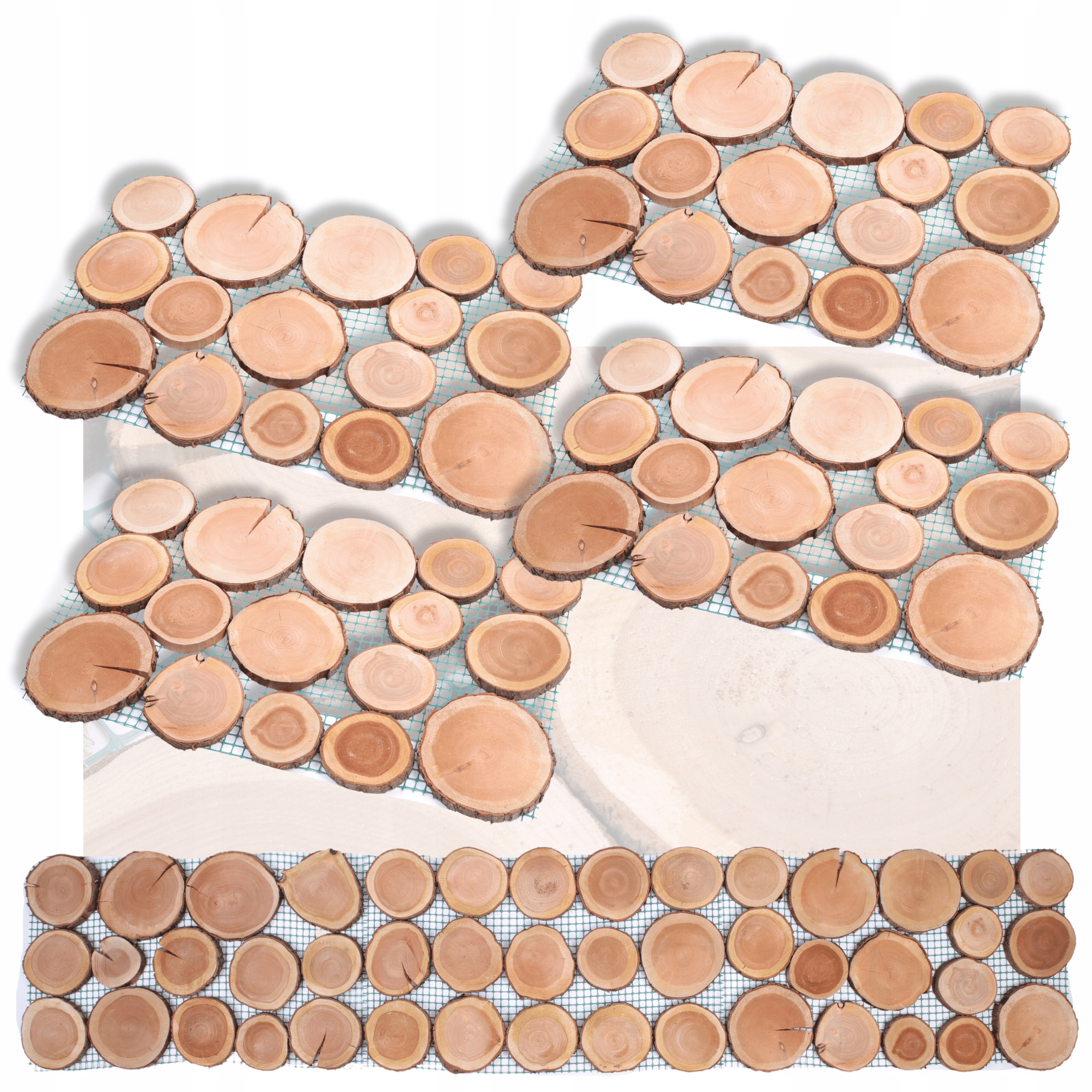 4x Drevená záhradná chodníková cesta plátky dreva čerešňa 80x50 cm Eko