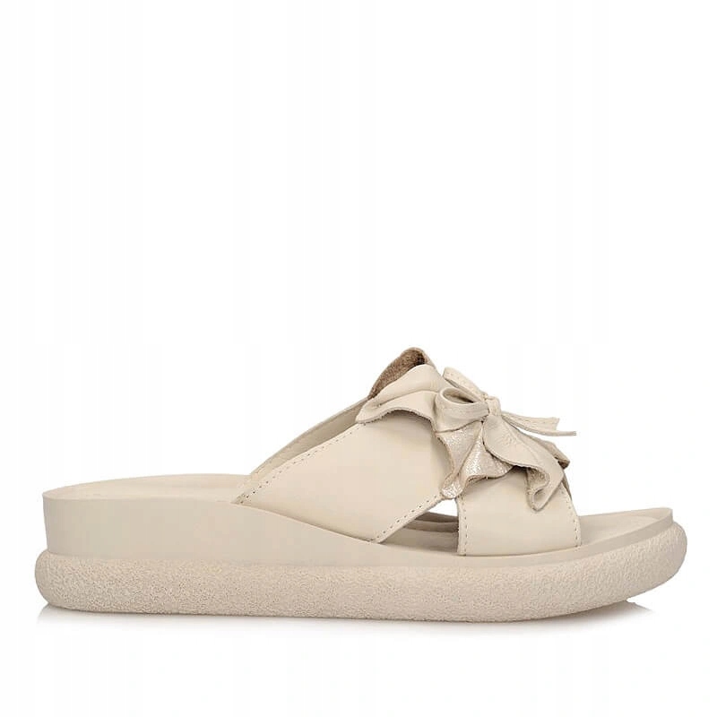 Nazouváky pantofle T.Sokolski Ami L26-155 Beige béžové kožené na platformě