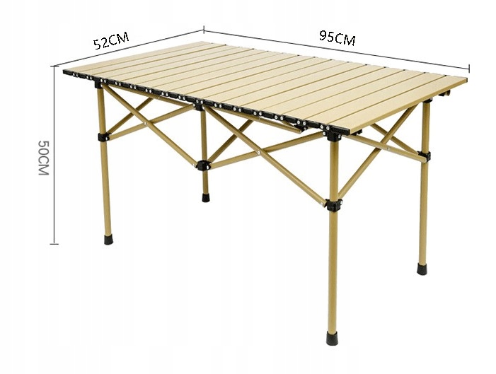 SKŁADANY STOLIK TURYSTYCZNY OGRODOWY 95*52*50 CM BEŻOWY + 4 KRZESŁA Długość (cm) 95
