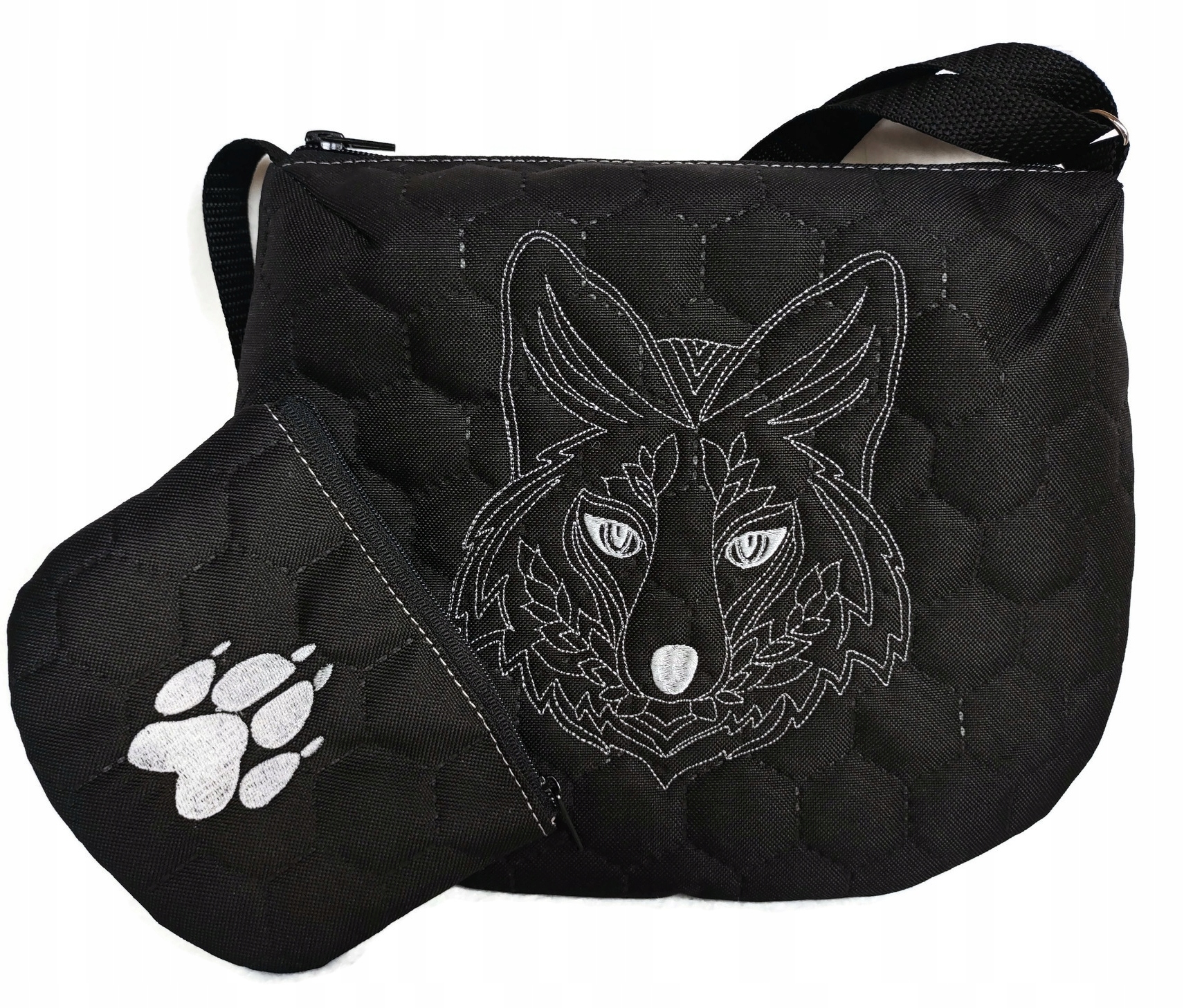 Pošťačka černá s liškou kabelka teenageři tlapka liška