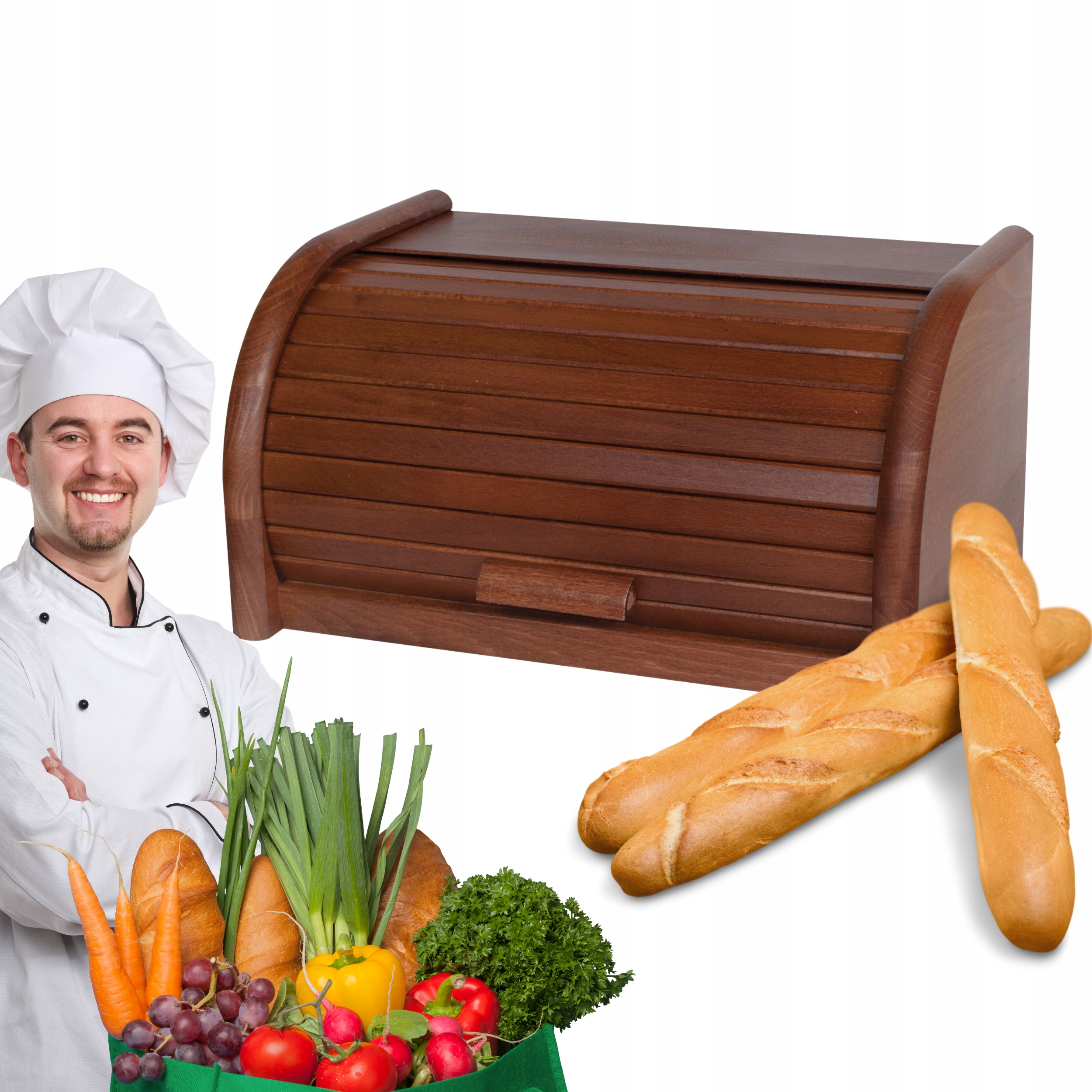 CHLEBAK POJEMNIK NA PIECZYWO DREWNIANY JEDNOCZĘŚCIOWY chleb DUŻY 40x27x18